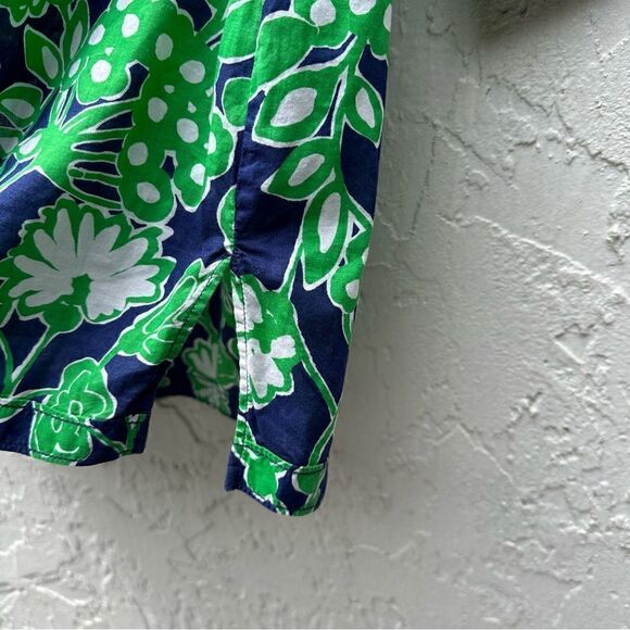 LILLY PULITZER Tunic Top Womens Size Small Popover Floral Cotton Blue Green - Picture 3 of 8